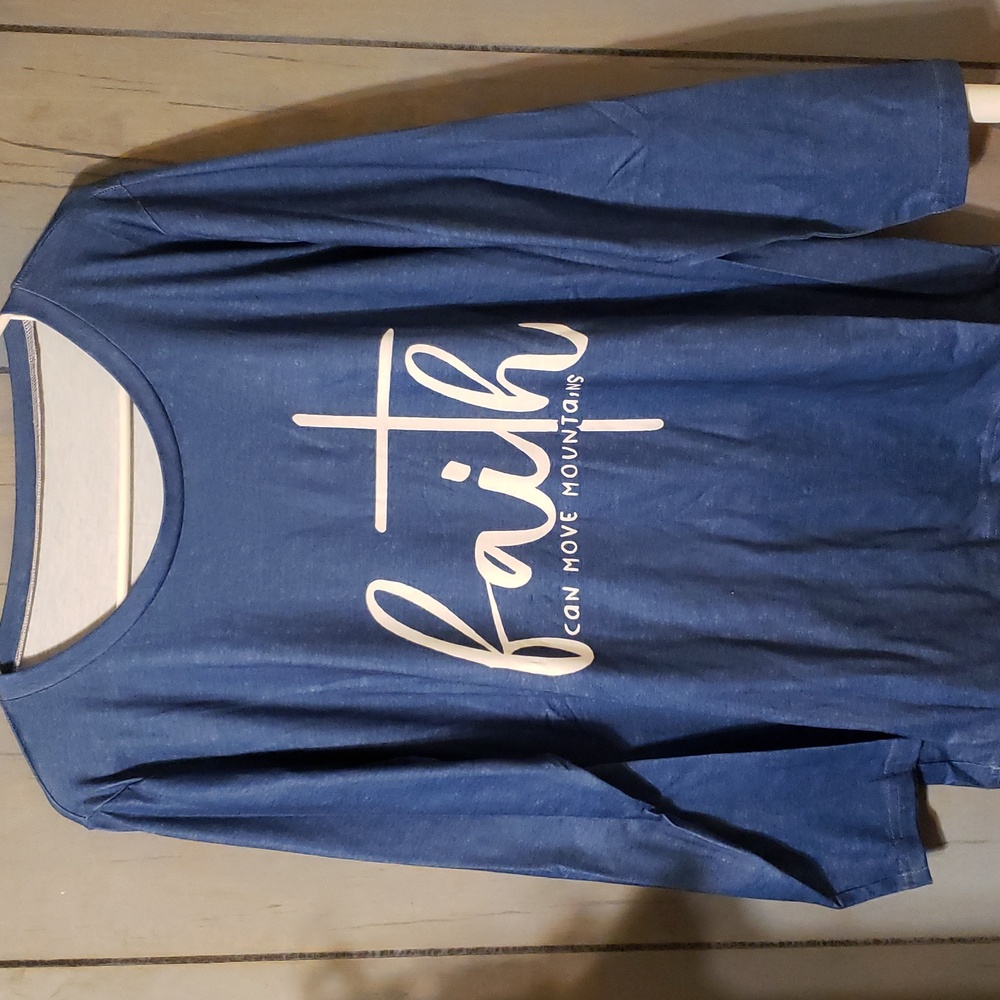 NWOT SHIRT SIZE LARGE FAITH CAN MOVE MOUNTAINS